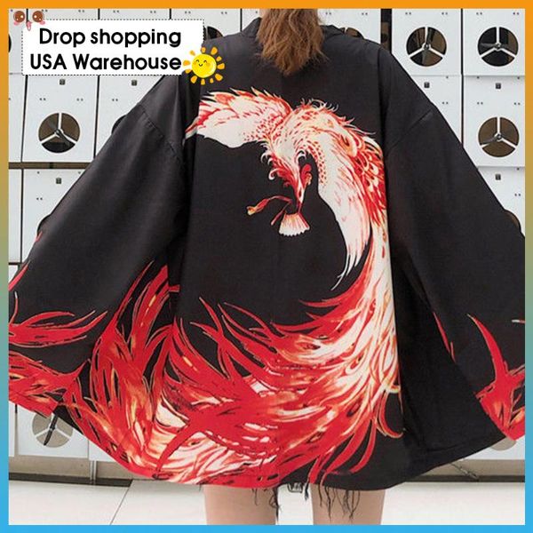 

japanese sunscreen clothing kimono jacket female cardigan kimonos woman 2021 cosplay shirt blouse female summer beach kimono, Red