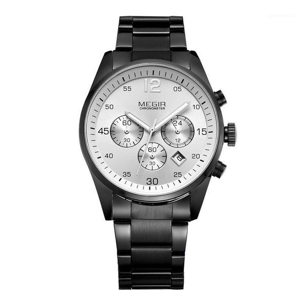 

fashion calendar leisure simple luxury fake three eyes dial with sports waterproof quartz steel band relogio masculino wristwatches, Slivery;brown