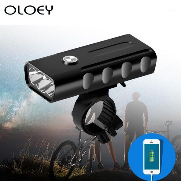 

bike lights t6 led front usb rechargeable built-in 5200mah 3 modes bicycle light waterproof headlight accessories & taillight1