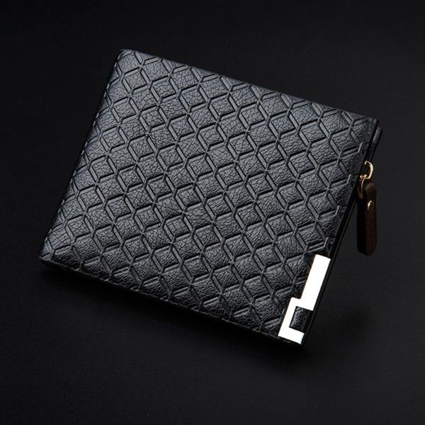 

luxury money coin short casual embossed holder slim synthetic leather small men wallet soft purse zipper bifold, Red;black