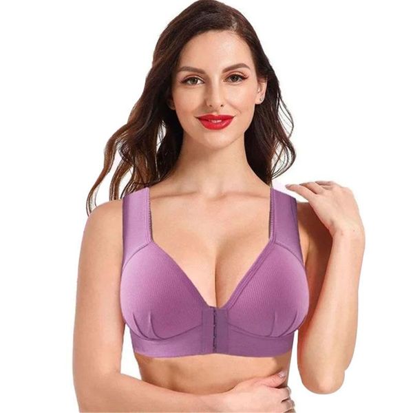 

plus size front closure elastic push up comfort bra women wireless bra asd88, White;black