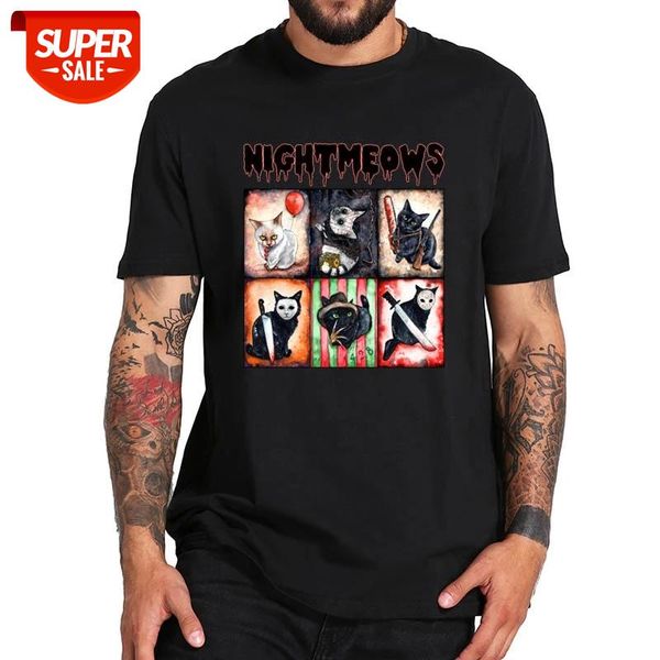 

nightmeows t shirt horror cat tshirt krueger elm street freddy pure cotton soft comfortable tee #md0i, White;black