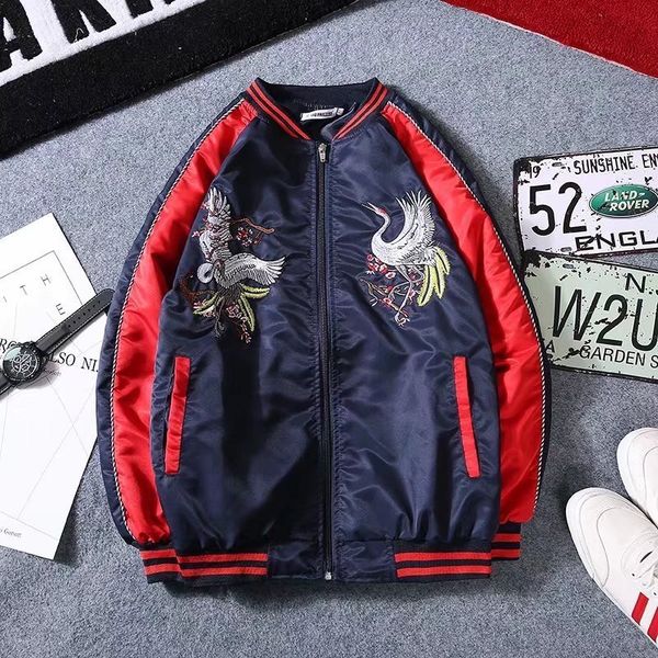 

new autumn embroidered student's handsome baseball jacket, Black;brown