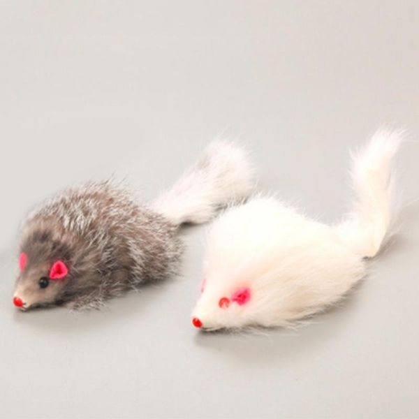 

cat toys 1pcs 18cm pet real fur long-haired tail feathers mice mouse and dog toy