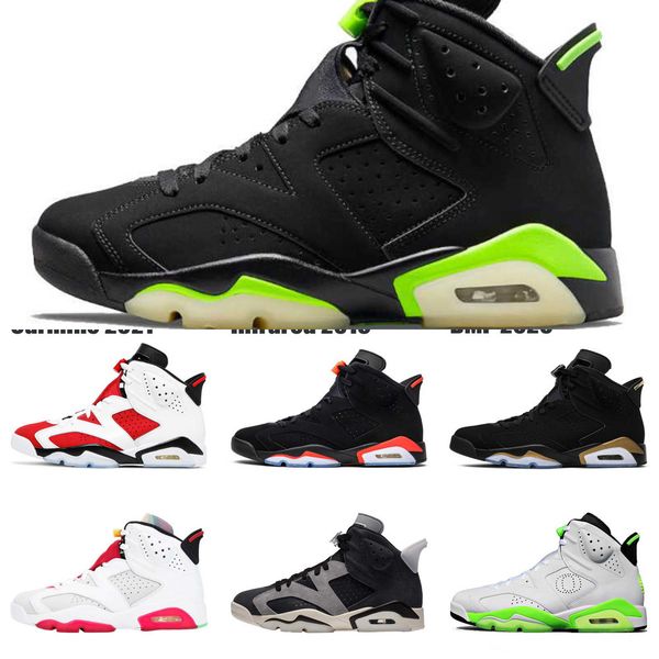 

classic electric green jumpman 6 6s men basketball shoes carmine hare dmp infrared unc sports sneakers mens trainers size 7-13eom1