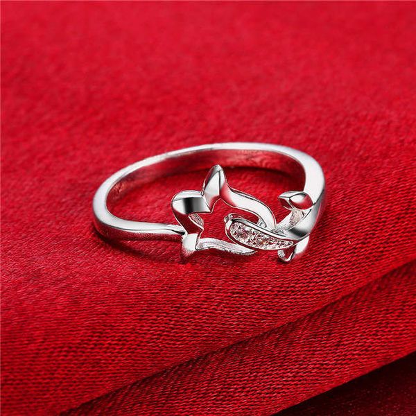 

womem's flower white gemstone sterling silver plated rings size 7 dmsr884,925 silver plate finger ring jewelry solitaire ring, Golden;silver