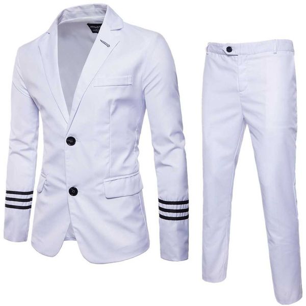 Abiti formali da uomo Giacche da abito Blazer + Pantaloni Abiti da sposa Abiti da uomo di grandi dimensioni Abiti slim bianchi X0909