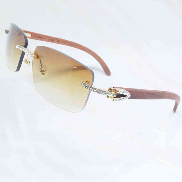 

factory outlet wooden men rhinestone rimless square color craved wood sun diamond shades iced out decoration eyewear xa2e, White;black