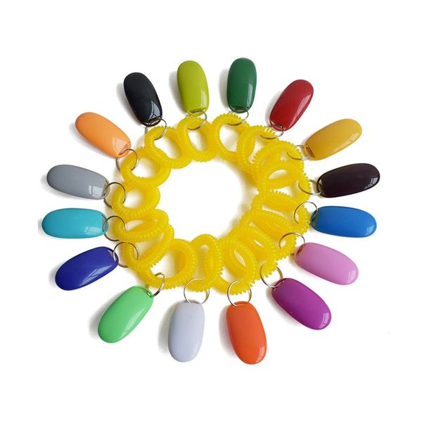

dog button clicker pet sound trainer with wrist band aid guide pet click training tool dogs supplies 11 colors 100pcs xh1216 309 r2