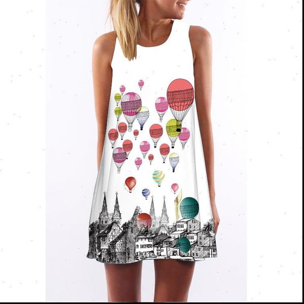 

new summer beach dress women sleeveless a line club party dresses casual flamingo chiffon shift dress, Black;gray