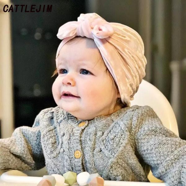 

autumn new baby hat kids bow cap newborn pgraphy props baby girl boy beanie turban infant toddler bonnet cap, Yellow