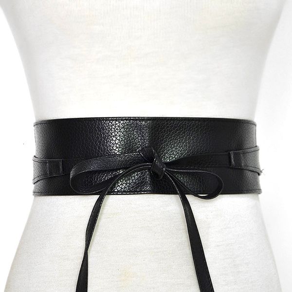 

belt belt pu imitation leather women's fashion japanese decoration ribbon bowknot double ring belt waist cover, Black;brown