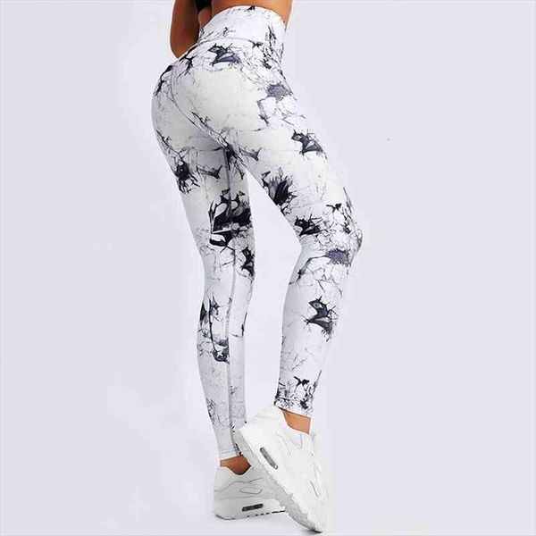 

european slim stretch abstract ink pattern tie-dye print sports trousers leggings peach hip fitness large size pants, Black