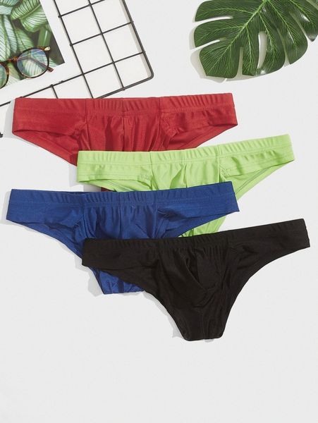 

men 4pcs solid brief 28cw#, Black;brown