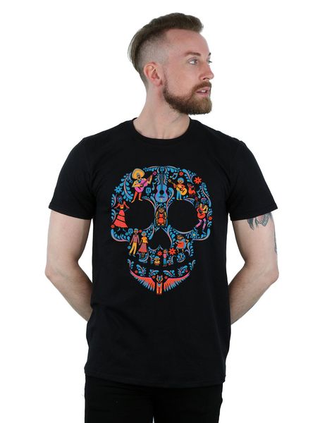 

men's coco skull pattern t-shirtblack, White;black
