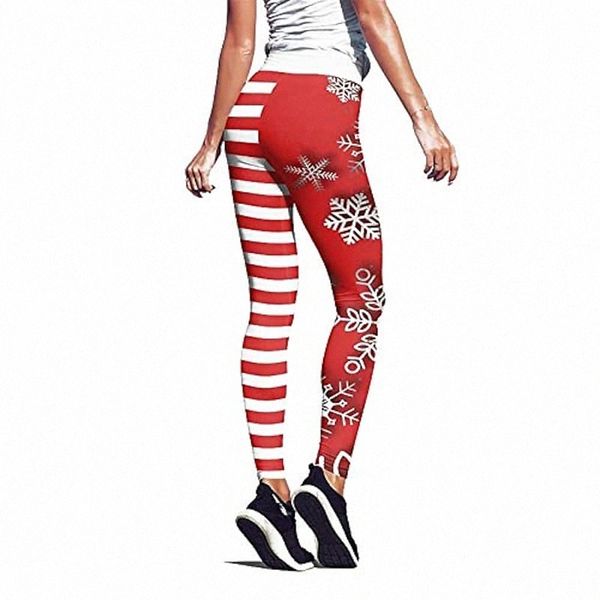 

womens christmas leggings stretchy slim stripe printed leggings y6qy#, Black