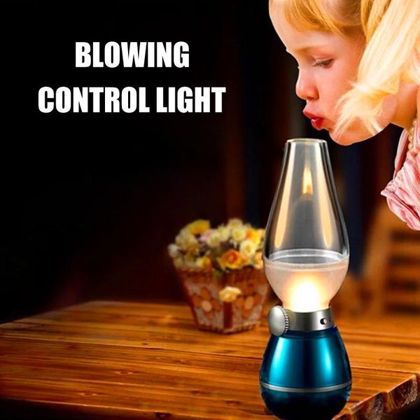 

party decoration retro style usb rechargeable led blowing control lamp 0.4w adjustable portable night light desk lamps for home camping t