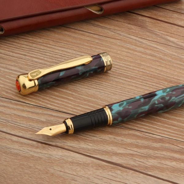 

fountain pens luxury metal 303 pen purple blue marble stationery office school supplies golden ink