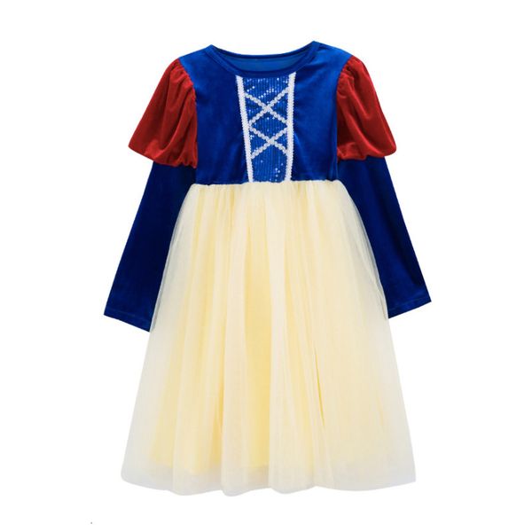 

2021 new girls princess long sleeve spring summer one-piece j05s, Red;yellow