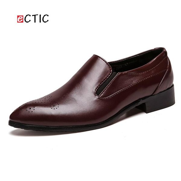 

dress shoes ectic office men pointed toe leather formal breathable business slip on shoe calcado hombre, Black