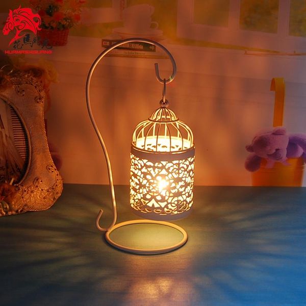 

european-style pastoral moroccan hollow iron hanging candle holder warm romantic bar table wind lamp candlestick candelabra