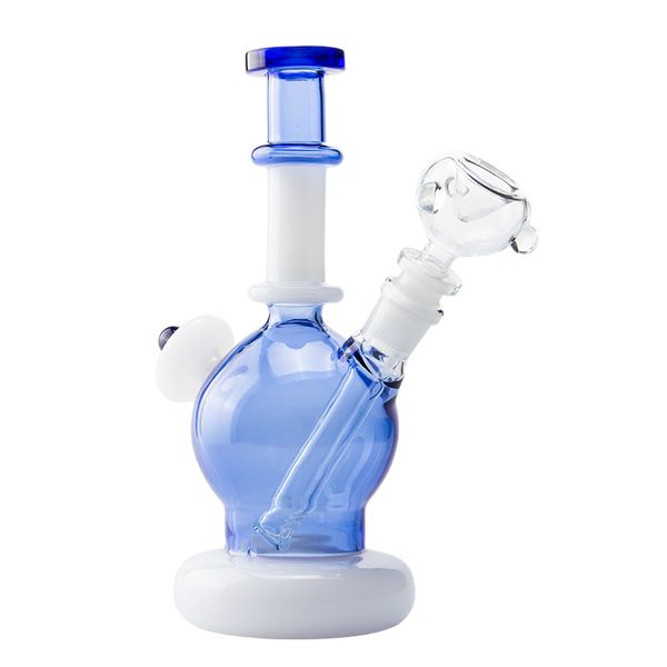 GB079 Buntes Glas Wasser Bong Dab Rig Rauchrohr etwa 21,5 cm Höhe Bubbler Bongs 14 mm männliche Kuppelschüssel Down Stamm Dropdown Quarz Banger Nagel