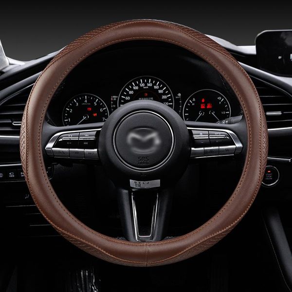 

steering wheel covers genuine leather for 2 3 6 axela atenza demio cx-3 cx-4 cx-5 cx5 cx 5 cx-7 cx-9 car cover auto accessories