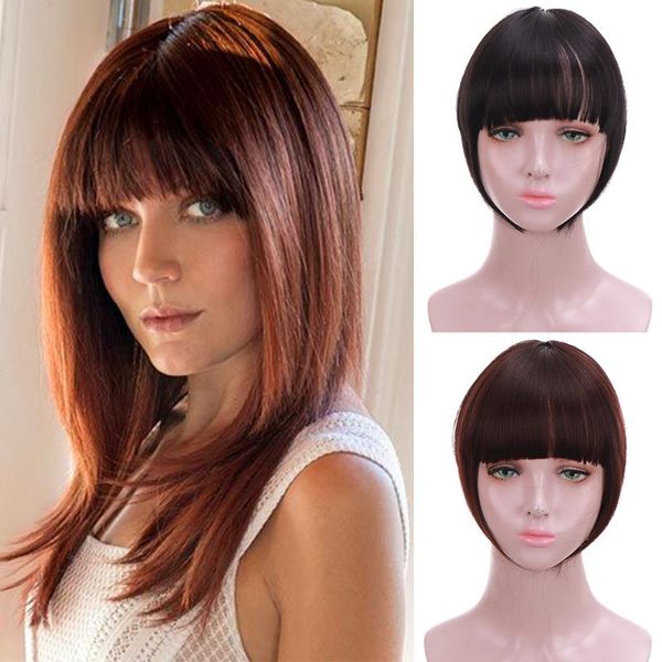 

synthetic wigs houyan air thick bangs wig piece black natural french replace two-color fake girl