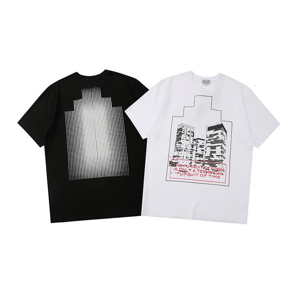 

2021 new e cartoon city skyscraper print tee fashion trend lovers short sleeve cav empt t-shirt vtu2, White