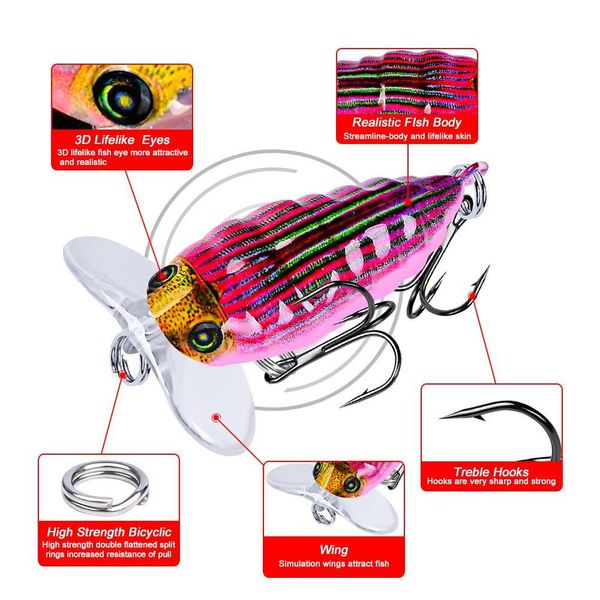 

mixed 6 color 4cm 4g cicada fishing hooks fishhooks 8# hook plastic hard baits & lures pesca fishing tackle jllgvb insyard