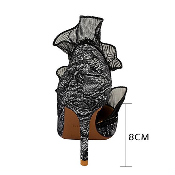 

2020 new women pumps lace pumps women shoes high heels classic pumps pointed ladies shoes wedding shoes female heels, Black