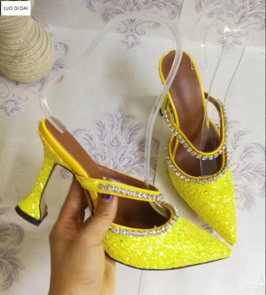 

dress shoes 2021 fashion women glitter pumps bling wedding rhinestone pointed toe high heels shoe sequin stilettos, Black