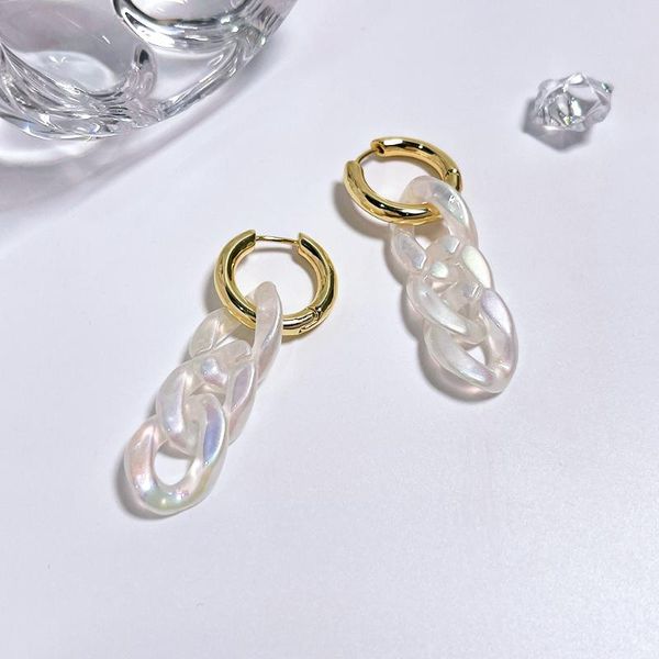 

hoop & huggie peri'sbox transparent acrylic chain link earring for women chunky resin earrings punk geometric, Golden;silver
