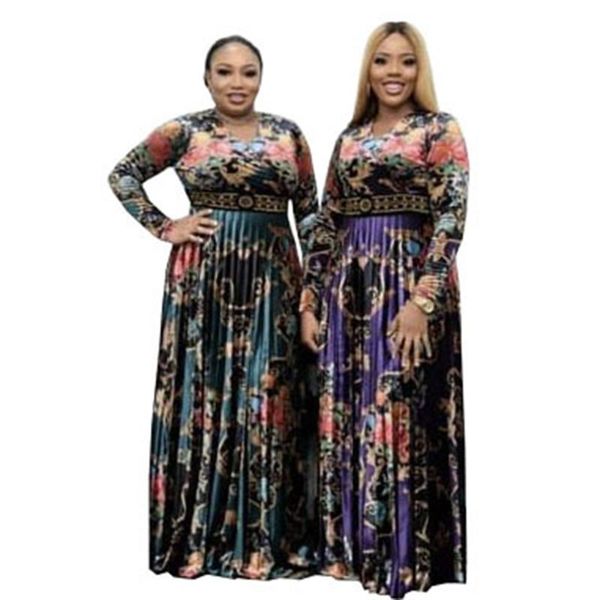 

ethnic clothing fashion printed summer silk bazin riche brocade dress long full length women wedding nigeria traditional dresses, Red
