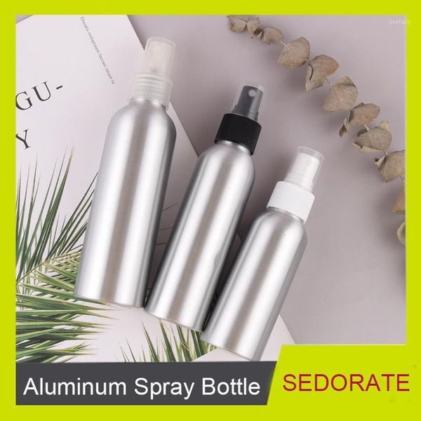 

storage bottles & jars sedorate 40 pcs/lot 150ml aluminum bottle with white spray lid silver for cosmetics automizer mist jx003