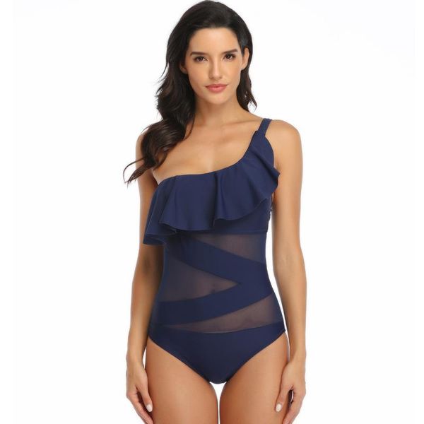 

onepiece swimsuit female pure solid women swimwear lace flounces bodysuits indistinct beauty prefect curve grenadine