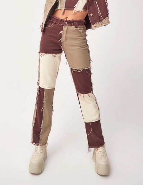 

women's jeans 2021 autumn patchwork women high waist hip hop straight ladies trousers female denim for woman, Blue