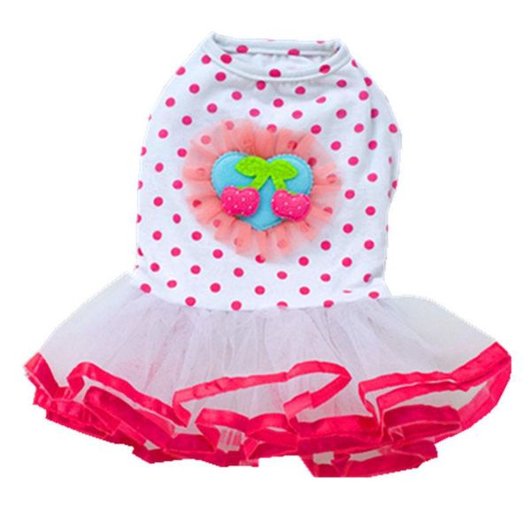 

dog apparel spring/summer cherry bubble skirt puppy clothing pet dot lovely white pink dogs dress supplies