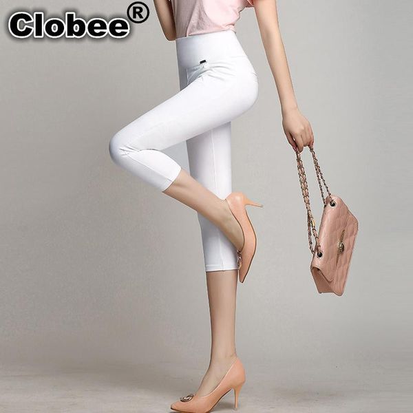 

women's pants & capris deporte 2021 summer plus size s-4xl women high waist elastic skinny pencil for female pantalon, Black;white