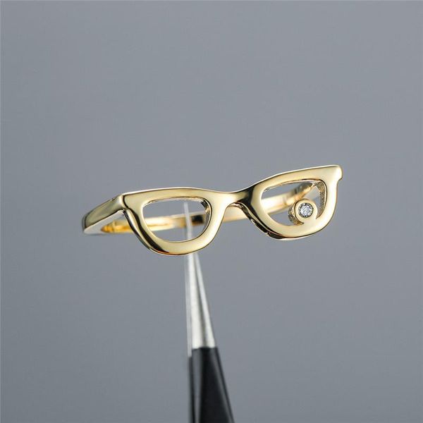 

wedding rings minimalist female male white crystal ring charm zircon thin unique hollow glasses party for women men, Slivery;golden