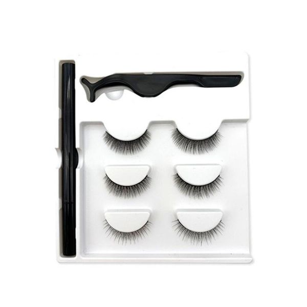 

false eyelashes 3 pairs magic eyelash set no glue magnet eyeliner and magnetic lashes kit soft convenient