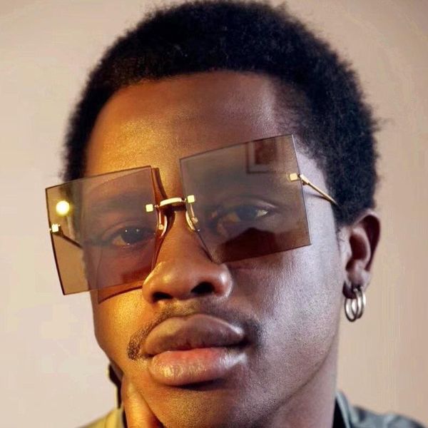 

sunglasses hkna oversized men 2021 rimless women/men fashion shades glasses square gafas de sol mujer, White;black