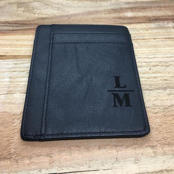 

card holders personalised leather wallet father's day gift 2021 id purse letter wallets for dad birthday minimalist love, Brown;gray