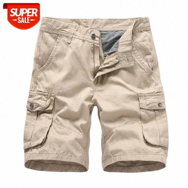 

negizber 2021 new fashion men's shorts casual solid color multi-pocket shorts cotton loose beach cargo pants men #dq0t, Black