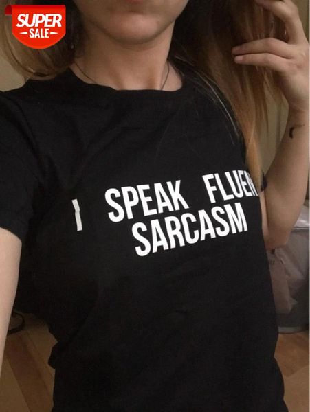 

sunfiz YF I SPEAK FLUENT SARCASM Letters Women T shirt Cotton Casual Funny tshirts For Lady Top Tee 6 Colors Drop Ship CB-3 #Tc9y, White