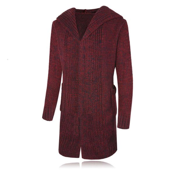 

autumn and winter new medium length cardigan young men's casual solid color sweater coat windbreaker, Black;brown