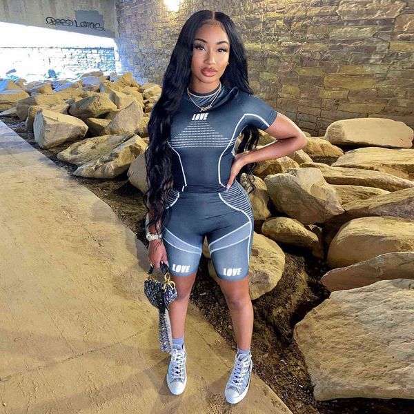 

hirigin print two piece outfits for tracksuit women clothes sports tshirt and biker shorts lounge wear sweat suit matching sets p0810, Gray
