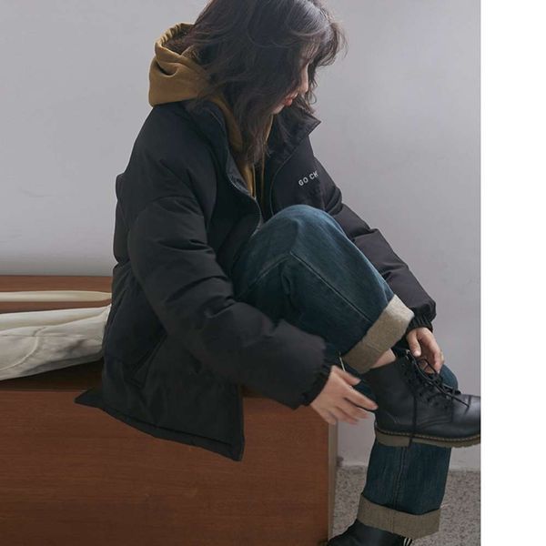 

korean 2020 collar winter stand new loose women's thickened bread suit ins net red cotton padded jacket, Black