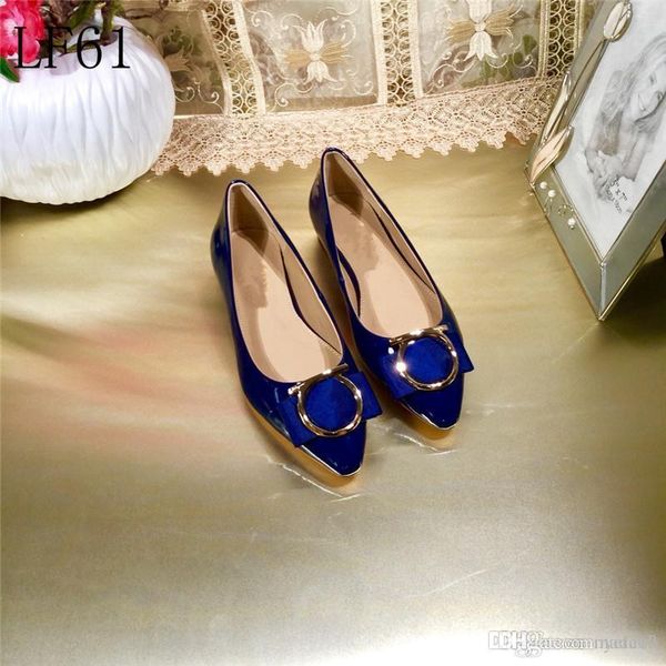 

sp new low-heeled pumps luxury women patent leather shoes candy colors loafers casual shoes female sweet metal buckle boat shoes women 33, Black