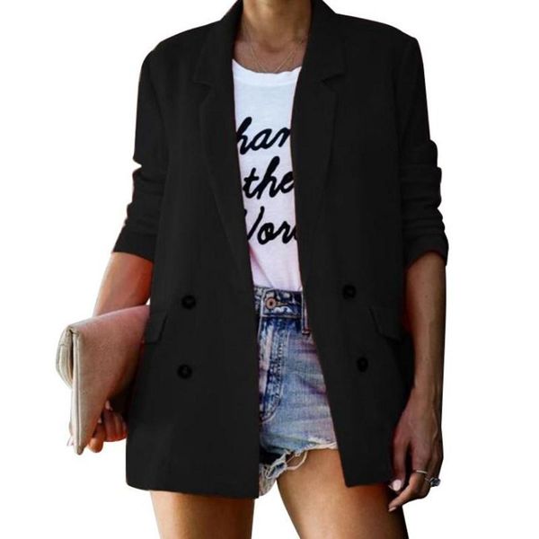 

women's jackets 2021 autumn winter european and american slim small suit jacket lapel double-breasted fashion casual temperament, Black;brown
